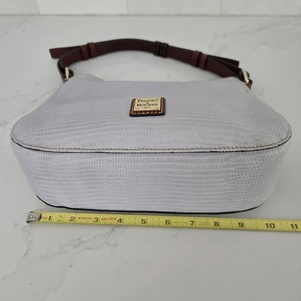 Dooney & Bourke Satchel Lizard Embossed Leather Small Kiley Hobo Handbag Lilac - Picture 9 of 11